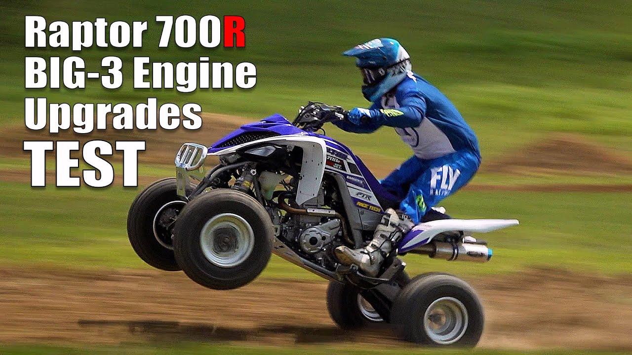 Модернизация двигателя Yamaha Raptor 700R Big 3, выхлопная система Barkers, модифицированный впус...