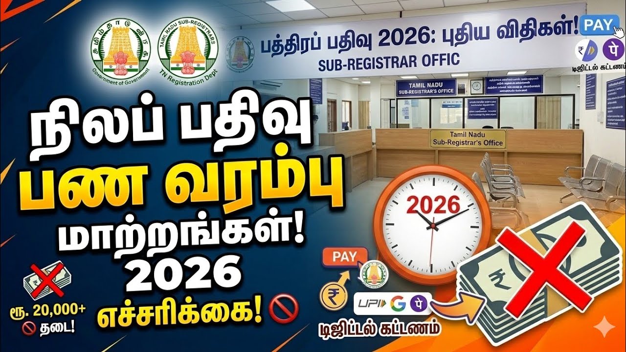 பத்திரப்பதிவு புதிய விதிமுறைகள் Land registration cash limit 2026