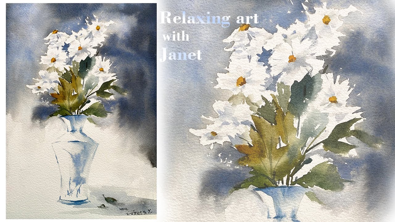 No Sketch | Negative Painting in Watercolor | Watercolor Still Life  & Watercolor Flowers