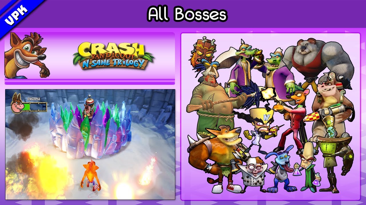 Crash Bandicoot N.Sane Trilogy - All Bosses With Cutscenes (No Damage)
