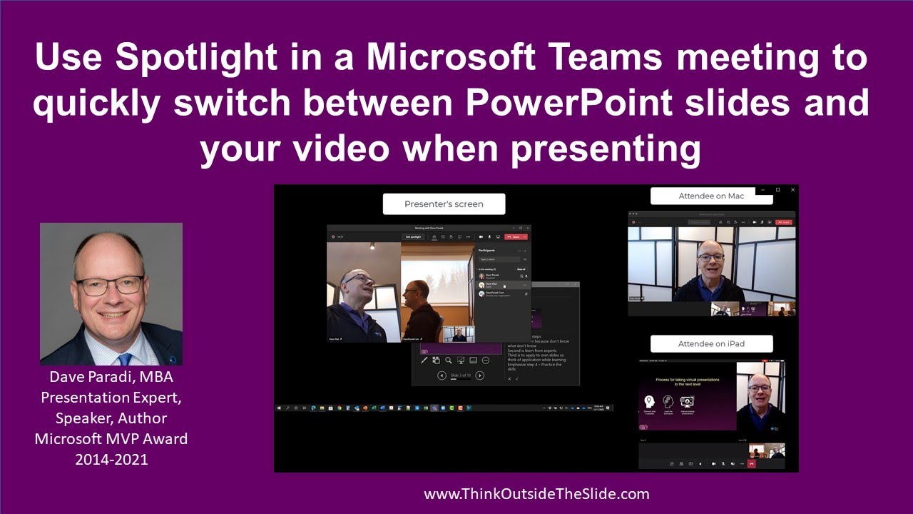 Используйте Teams Spotlight для быстрого переключения между слайдами PowerPoint и видео во время ...