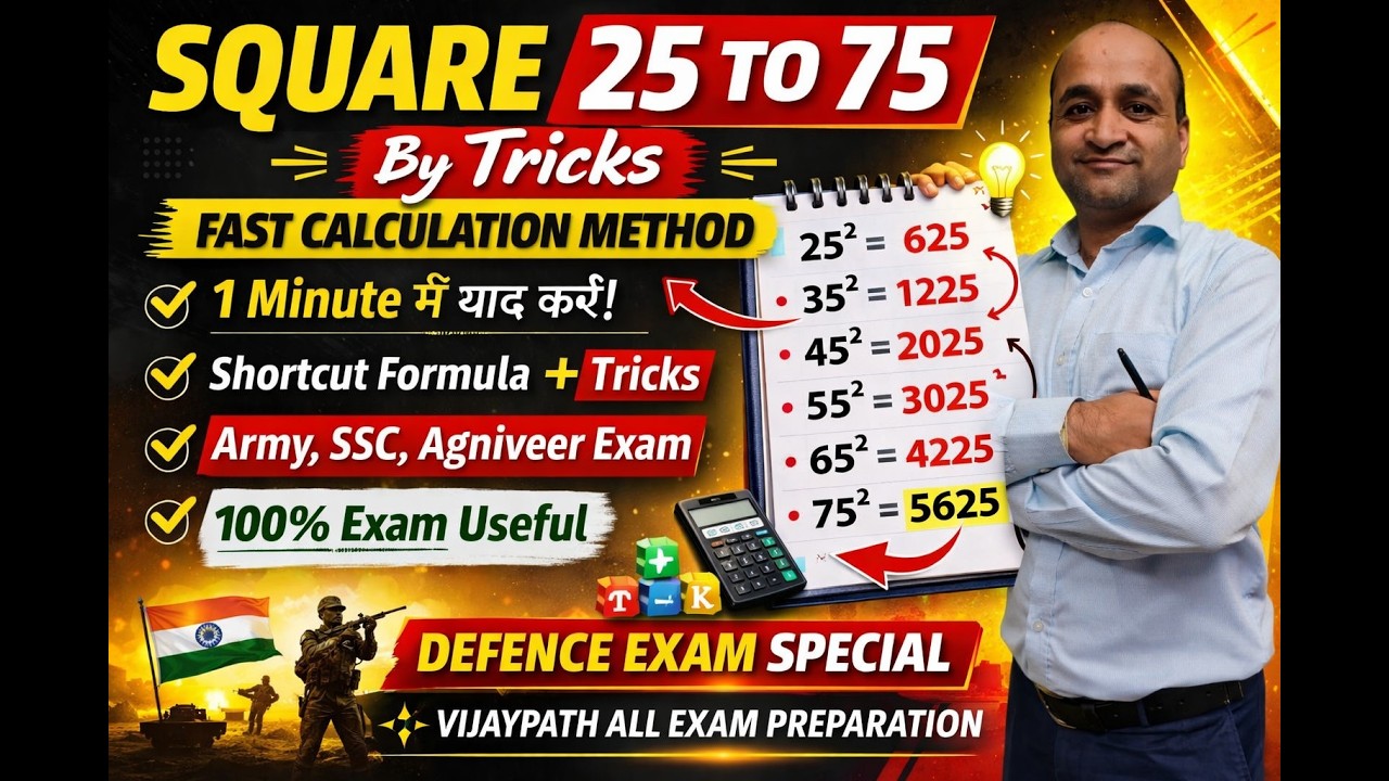 75 से 1000 तक के Squares आसान ट्रिक से | Agniveer & All Competitive Exams