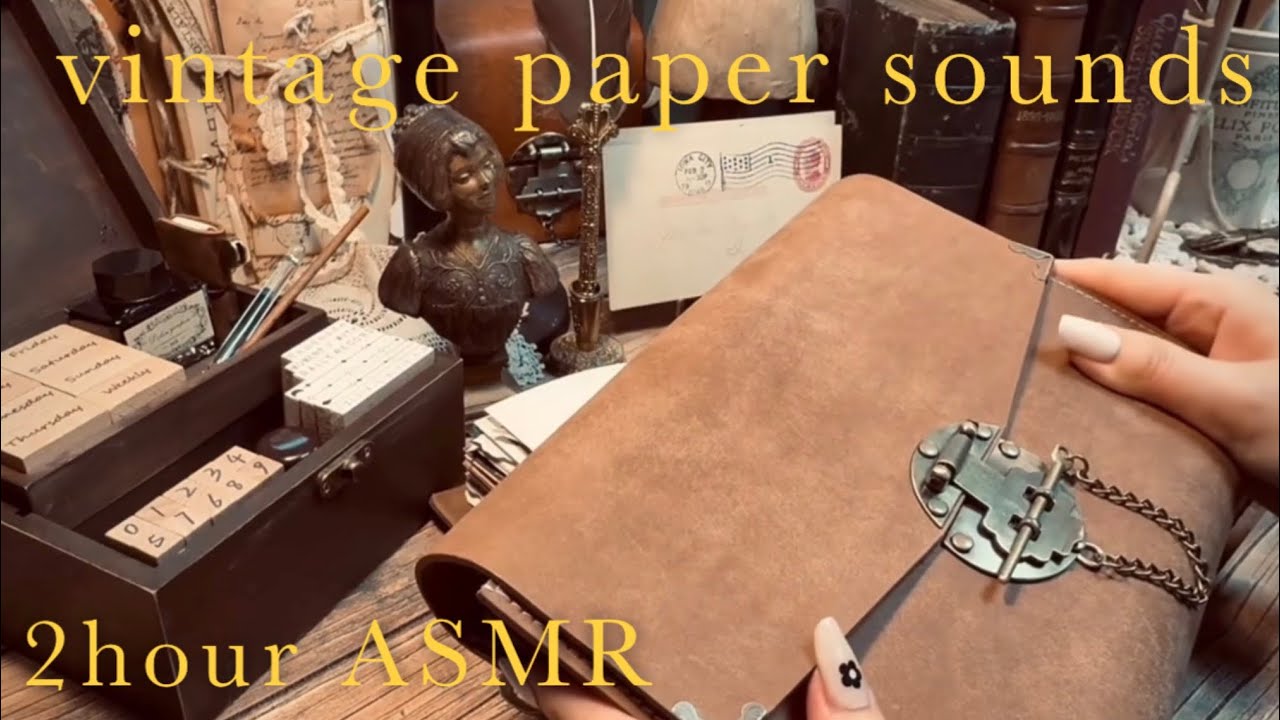 ASMR 🎙️🎧 paper sounds 📜2hour 빈티지다이어리꾸미기 2시간 asmr🪑수면.공부를 위한📽️  vintage journal📖Sleep and Relaxating ㆍ