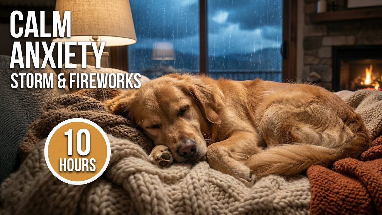 Calm Dogs Scared of Thunder & Fireworks ⛈️ Relaxing Music for Noise Anxiety (10 Hours)