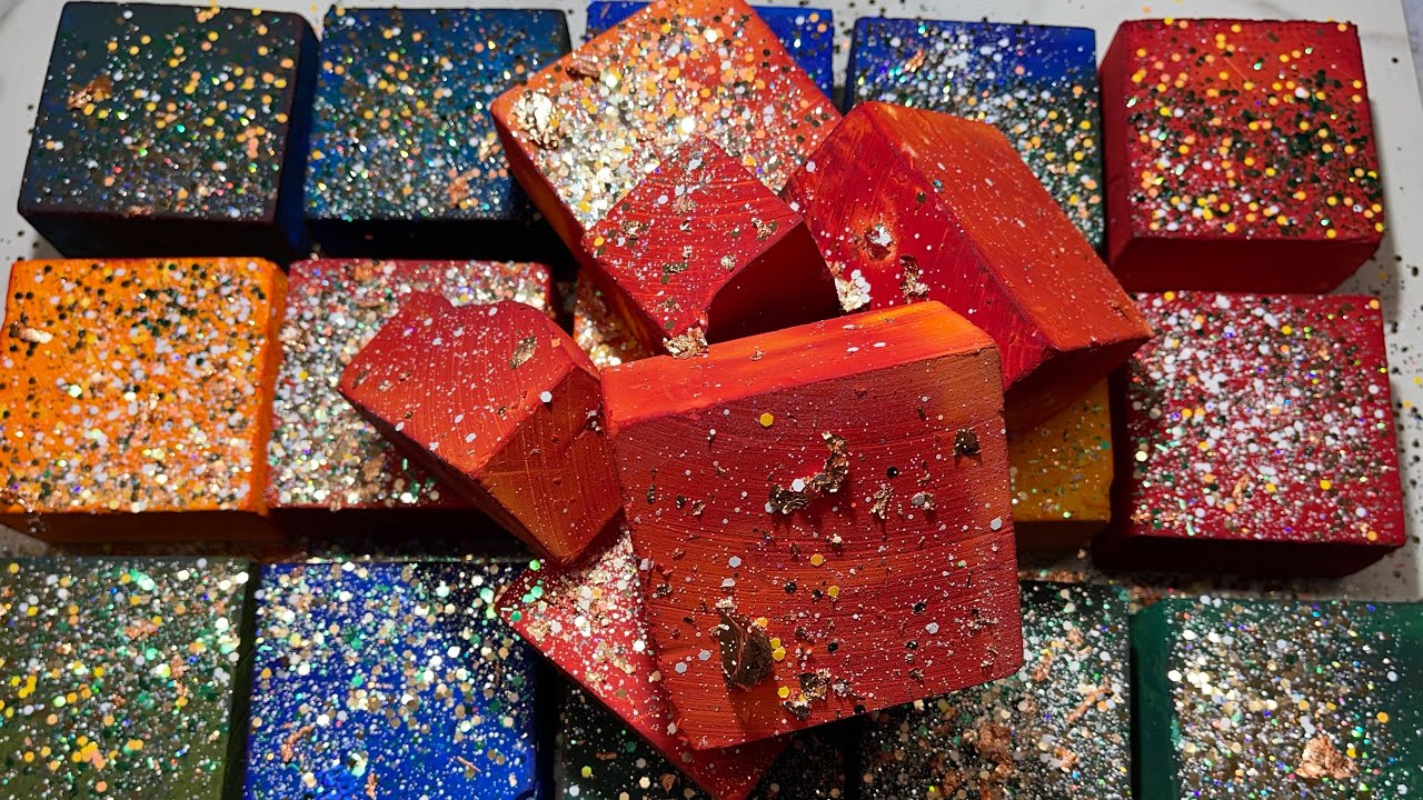 20 Dyed Blocks - ❤️🧡💛💚💙 8k Thank You Pt. 1 | Gym Chalk ASMR | So Satisfying