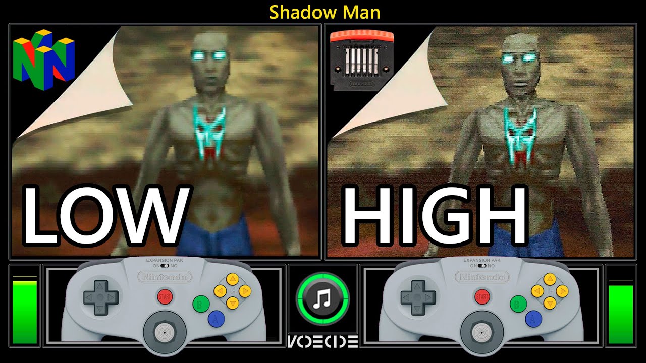 Shadow Man (Nintendo 64 vs Nintendo 64 w/ Expansion Pak) Real Hardware Comparison