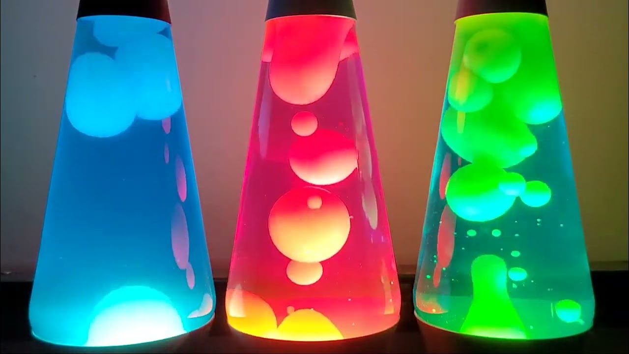 3 small lava lamps warm up 15x time-lapse 