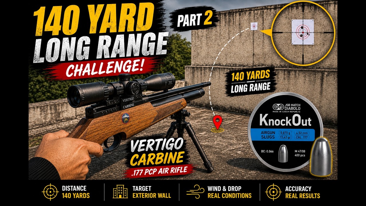 140 Yard Long Range Challenge | Vertigo Carbine .177 | PART 2 | Can It Stay Accurate?