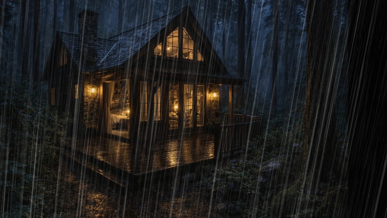 🔴 Heavy Rain at a Forest Cabin 🌧️ Pure Rain Ambience for Sleeping Instantly, No Noise, No Thunder