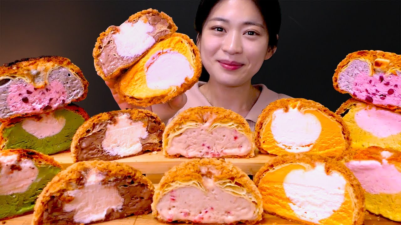 🍞겉바속촉 그 자체!💕입에서 살살 녹는 부드러운 크림 가득! 쿠키슈 먹방❤ | Cream Cookie Choux ASMR Mukbang
