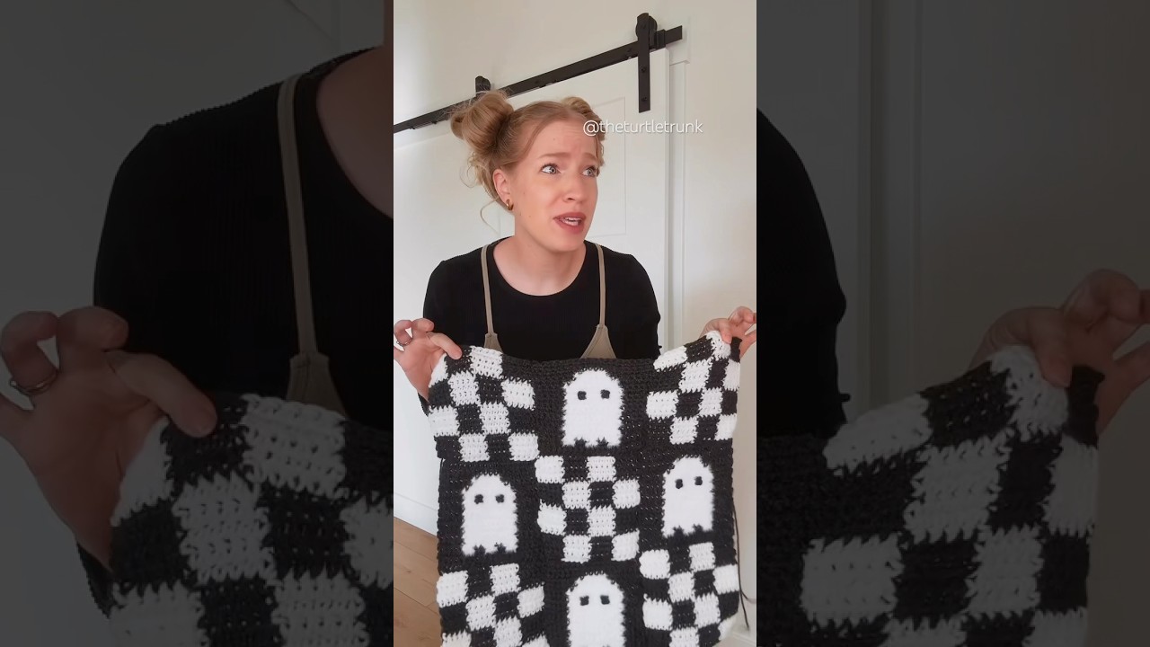 Checkered Ghost Pillow crochet pattern coming 09/19 👻