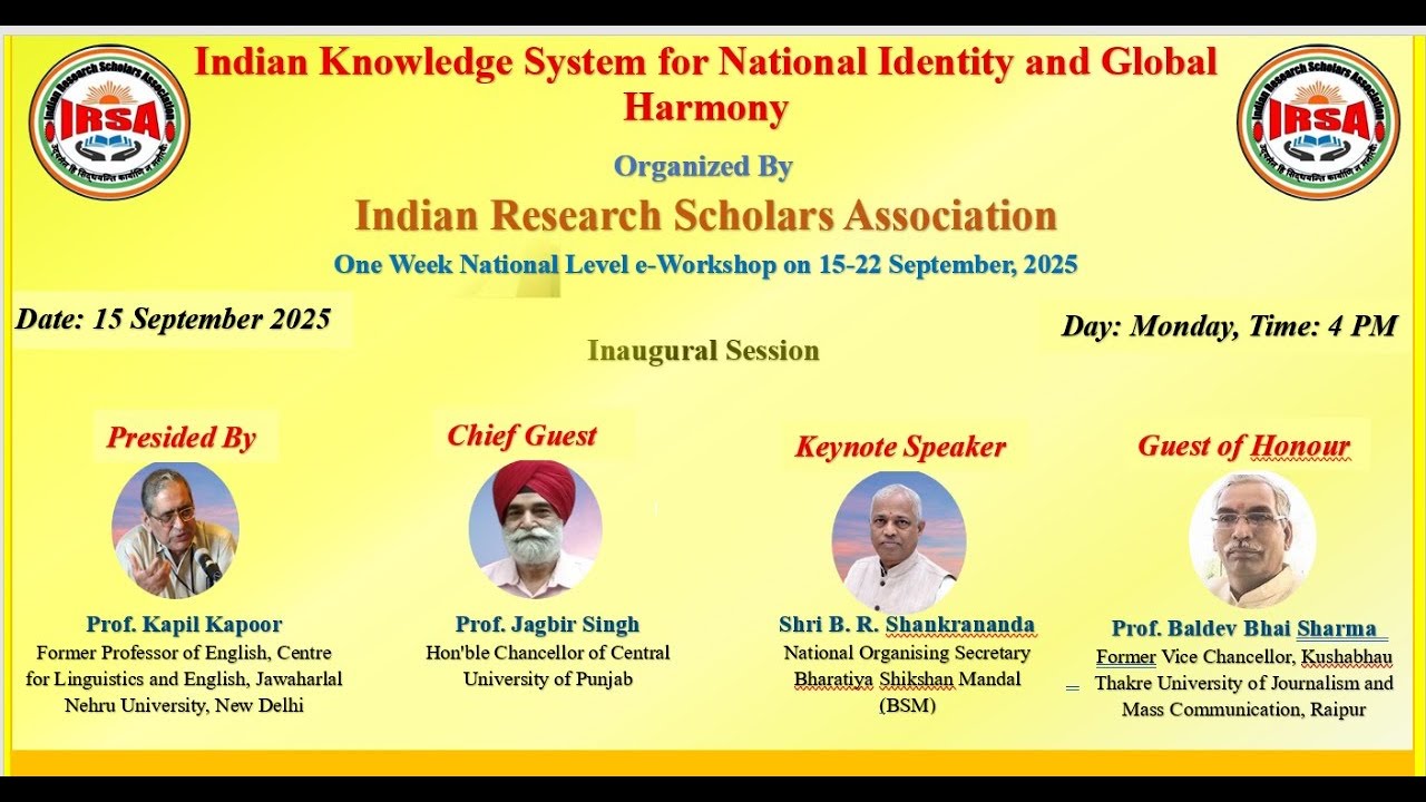 Indian Knowledge System, Prof. Kapil Kapoor, Prof. Jagbir Singh, & Prof. Baldev Bhai Sharma