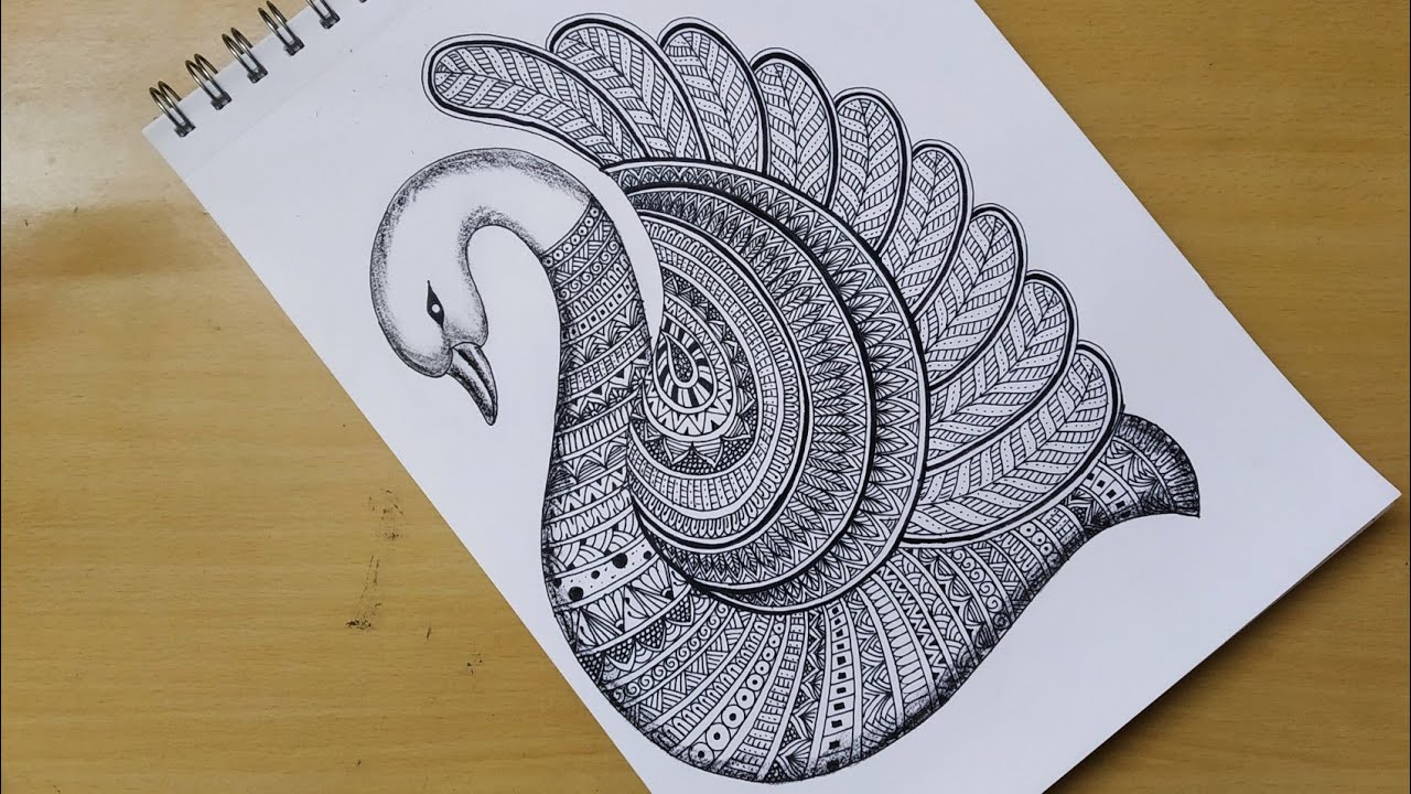 How to draw easy Mandala art of swan |  Bird | Zentangle art | Doodle art | Quick drawing