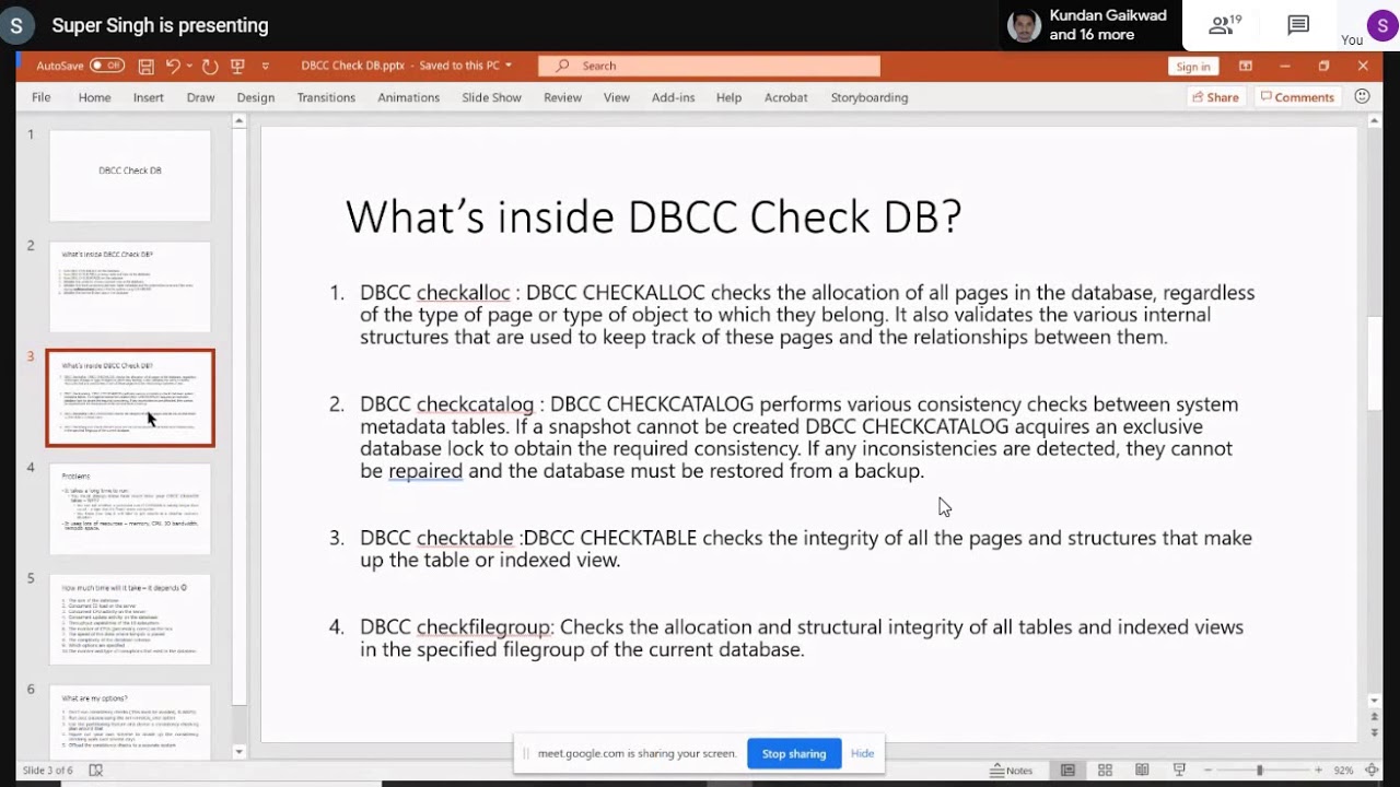 SQL Server - DBCC Checkdb