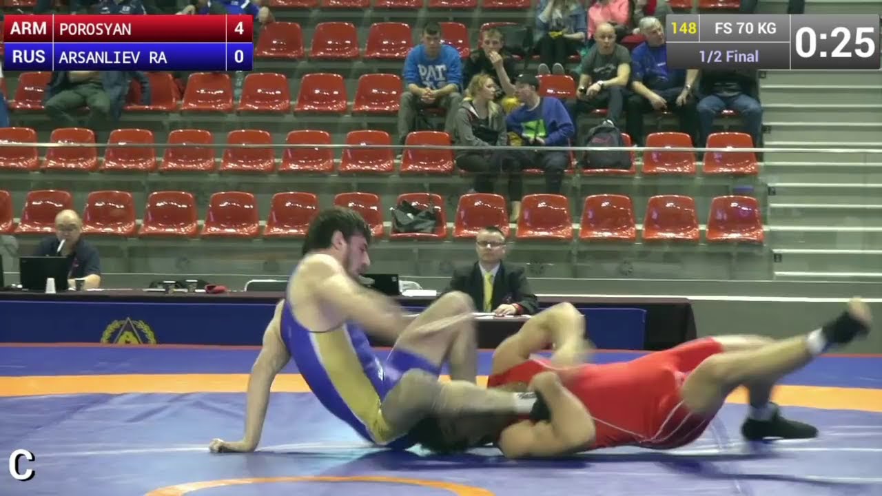 Semifinal FS - 70 kg: Rasul ARSANLIEV (RUS) df. Ishan POROSYAN (ARM) by TF, 14-2