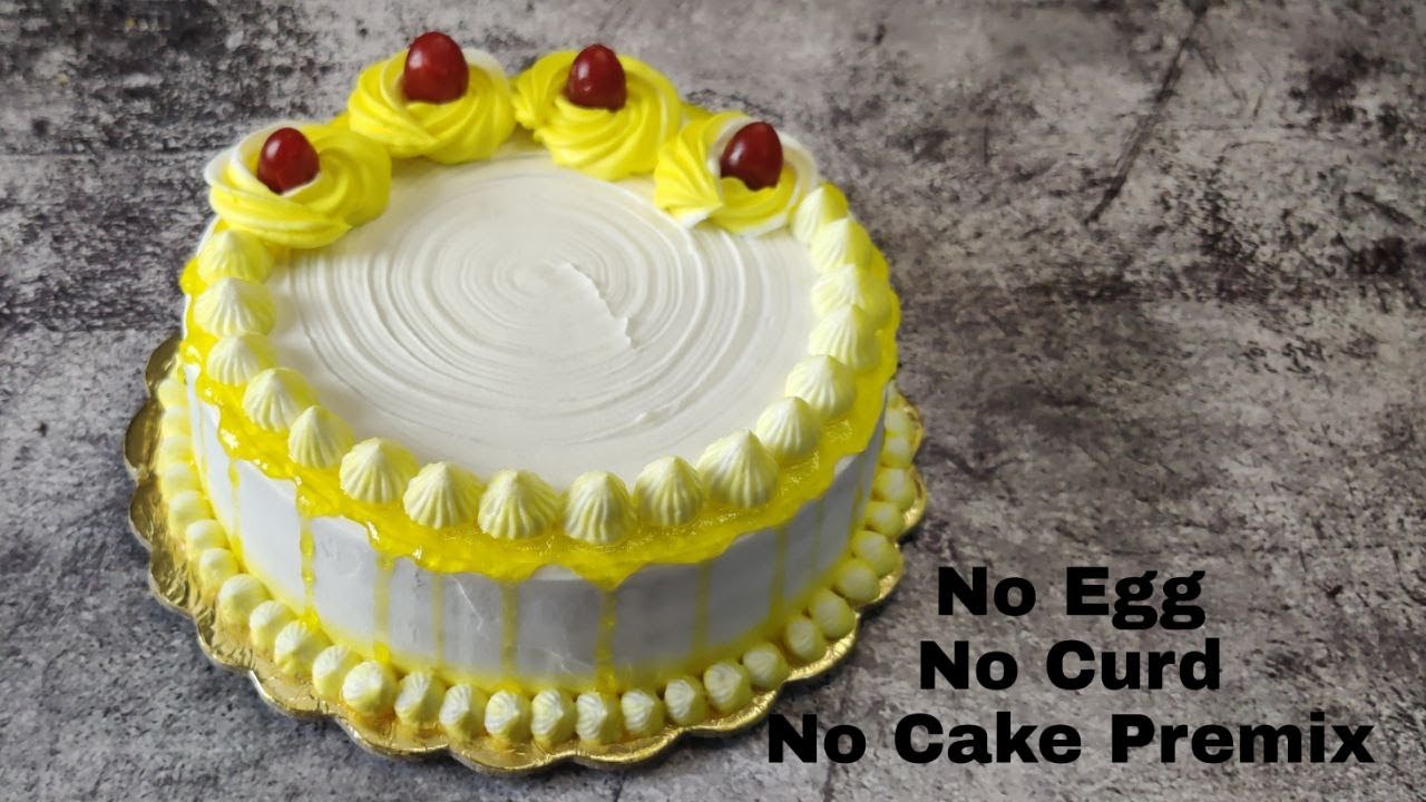 1/2 kg Pineapple Cake Recipe | Eggless Pineapple Cake | No Curd, No Cake Premix