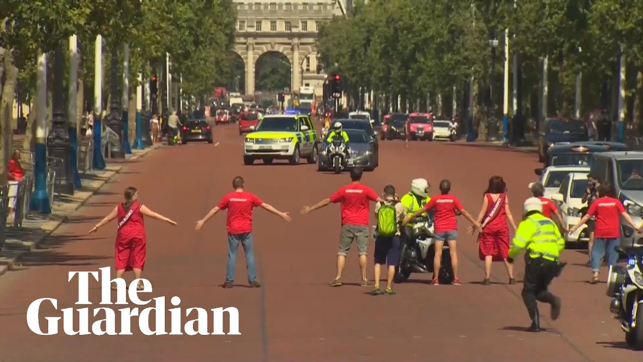 Greenpeace protesters disrupt Boris Johnson's arrival at Buckingham Palace