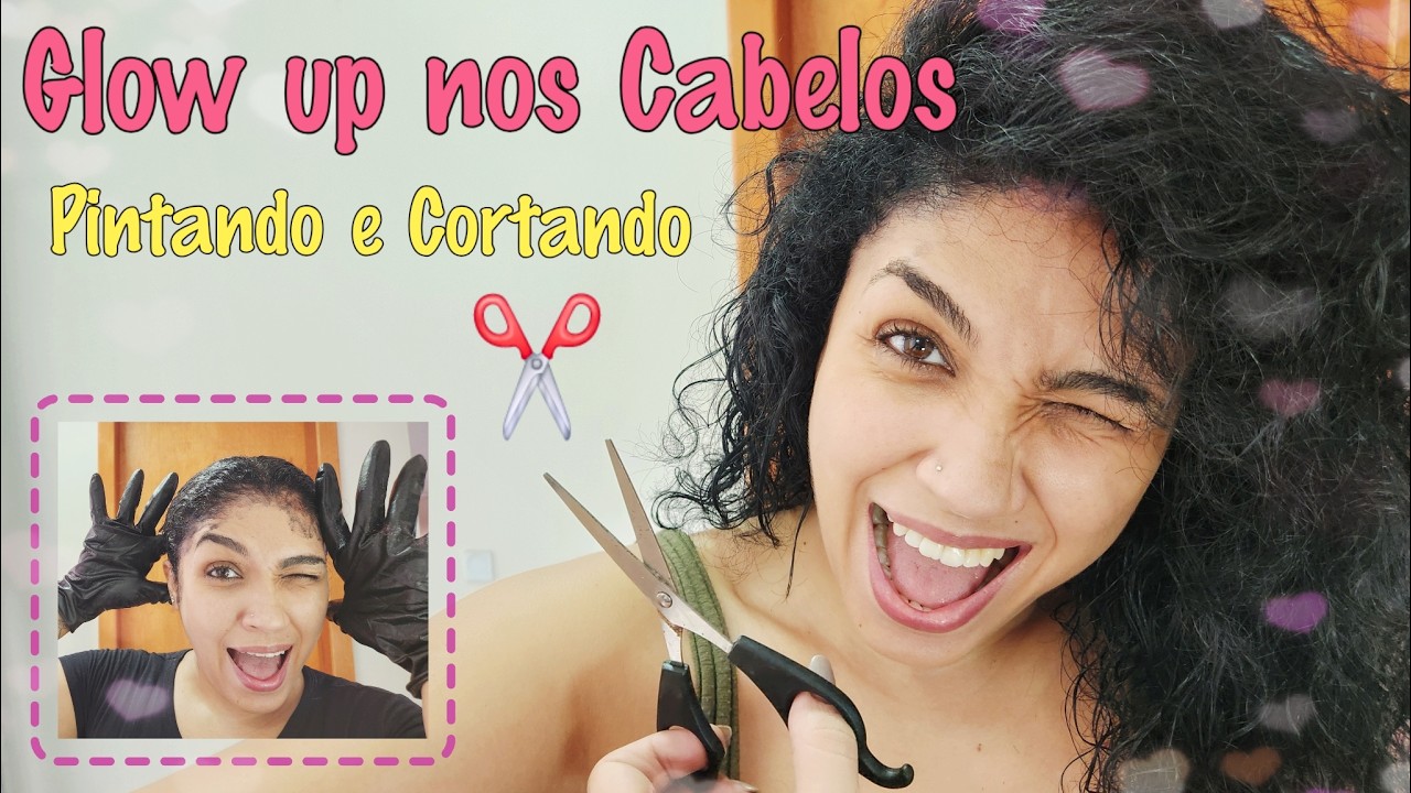 Pintando e Cortando o Cabelo Cacheado em Casa!!! #corteemcamadas #cachos 