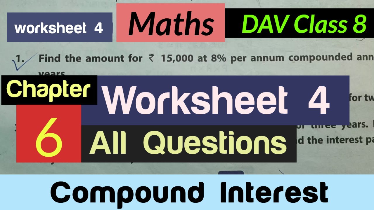 DAV class 8 maths chapter 6 worksheet 4 all questions solved