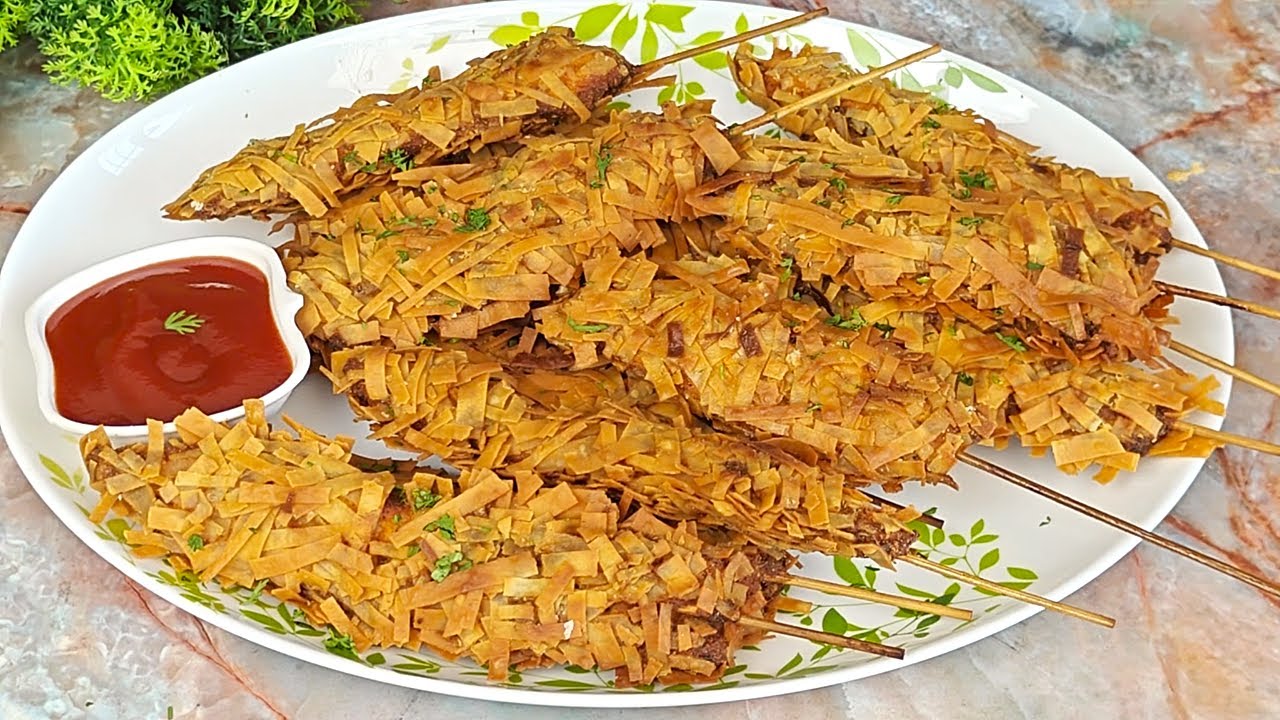 Thread Chicken | Cripy Tandoori Thread Chicken Sticks | Laccha Chicken Sticks