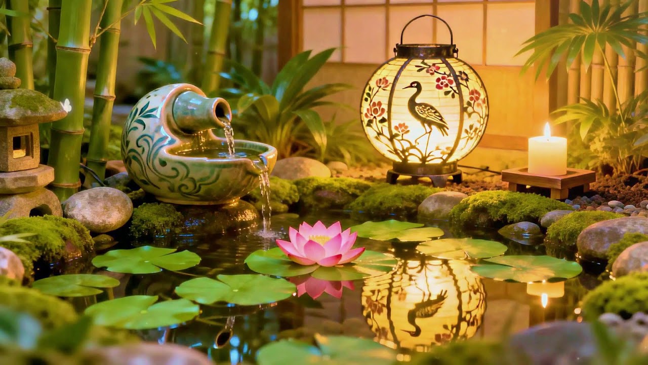 Relaxing Piano and Water sound Fountain for Meditation - Stress Relieve, Anxiety, Insomnia, study
