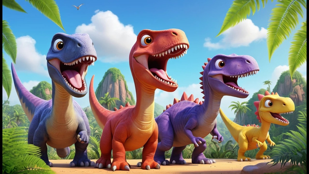 Cinco Pequeños Dinosaurios Rugen sin Parar | Canciones Infantiles de Dinosaurios