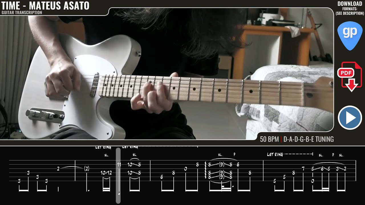 Mateus Asato - Time Tab - Guitar Lesson Tutorial - How to Play