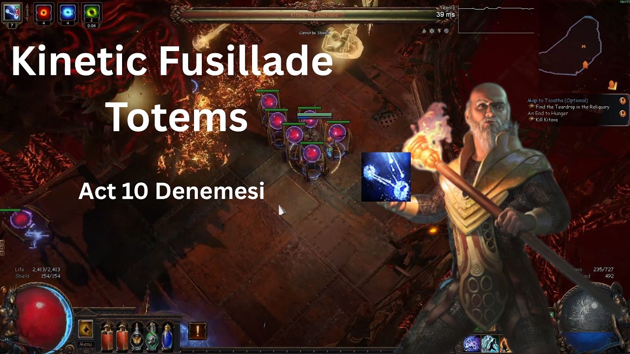 Kinetic Fusillade Ballista Totems Hierophant 3.28 için Act10 Denemesi