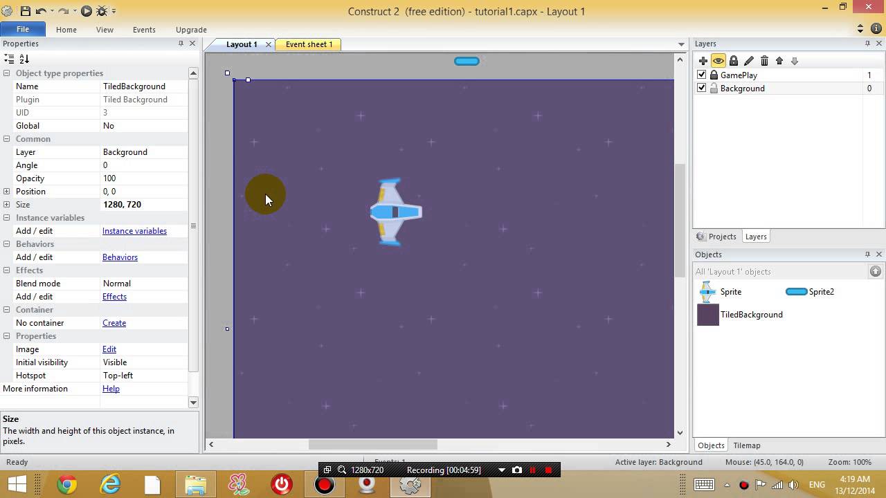 Construct 2 lesson 3 - Inserting / Editing Layers, Text
