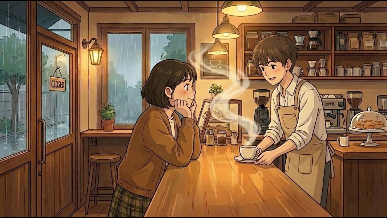 Cozy bookstore & coffee on a rainy-day| Ghibli Style ASMR|#studioghibli #books #shorts #cozy #ghibli