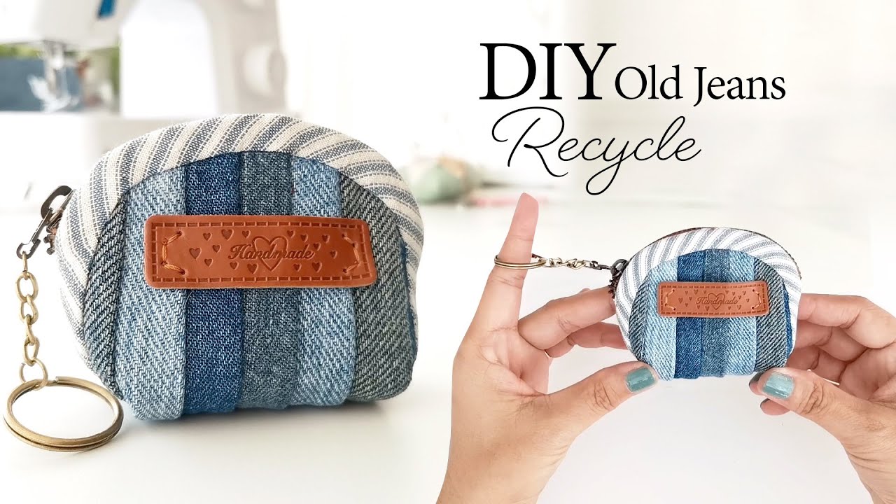 DIY old jeans recycle coin purse | Sewing Tutorial (ep224)