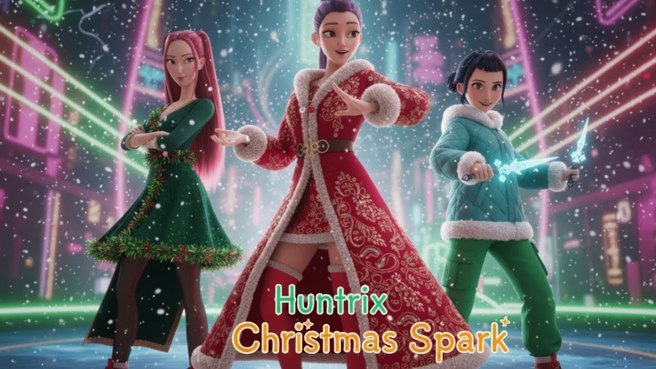 Huntrix Christmas Spark 🎄✨ | Epic K-Pop Holiday Performance by Rumi, Mira & Zoey!