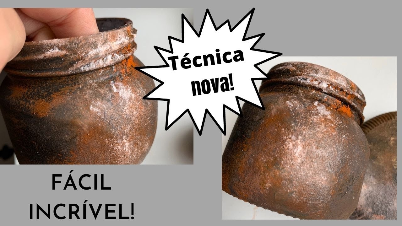 COMO FAZER POTE DE VIDRO COM EFEITO AÇO CORTEN CASEIRO /   ENFERRUJADO
