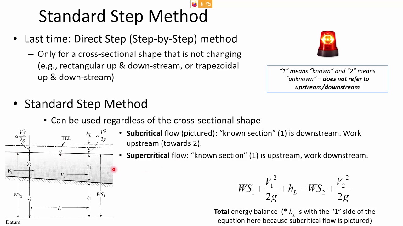 Standard Step Method for Water Surface Profiles - CE 331 Class 37 (22 April 2020)