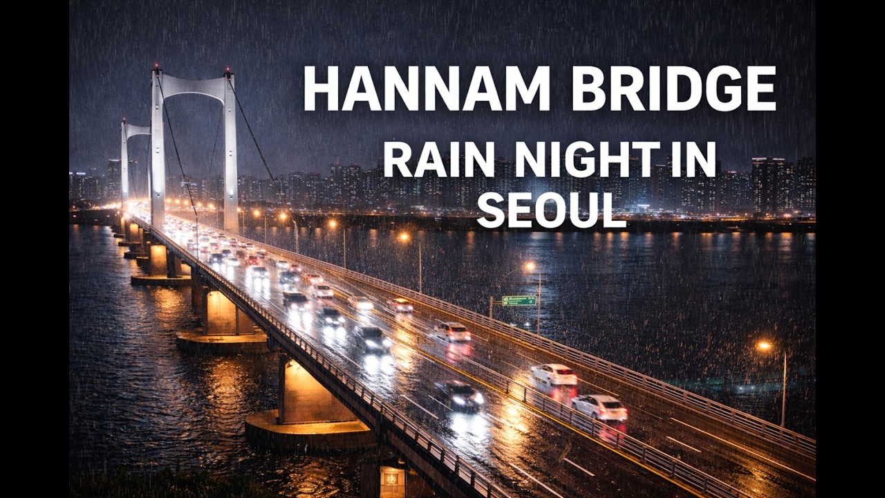 Hannam Bridge Rain Night in Seoul (2 Hours)