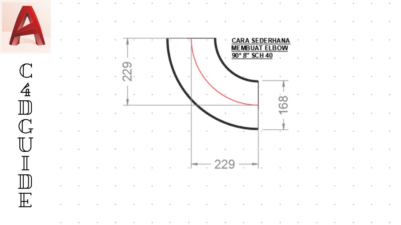 AUTOCAD TUTORIAL - CARA SIMPLE MEMBUAT ELBOW 90 UNTUK PEMULA