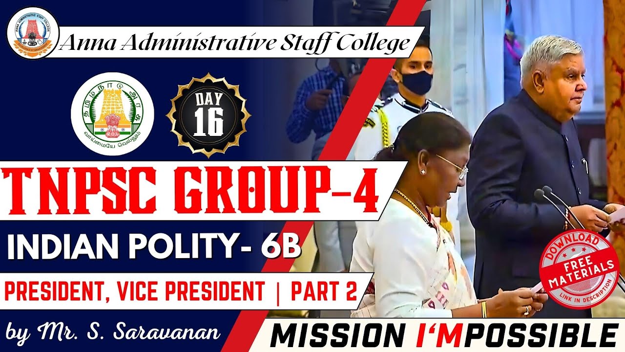 MISSION I'MPOSSIBLE | Day 16 | Part 2 | President, Vice President | Indian Polity 6B Mr.S.Saravanan