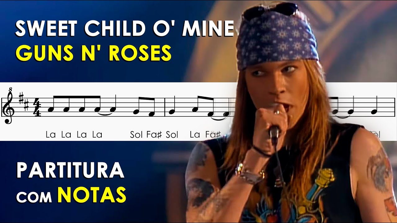 Sweet Child O' Mine - Guns N' Roses| Partitura com Notas para Flauta Doce, Violino | Orquestral