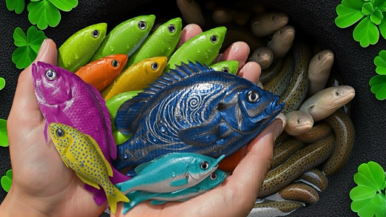 Catch Beautiful Fish in Colorful Eeg: Koi, Guppy fish, Cute fish, Betta fish, Goldfish, baby turtles