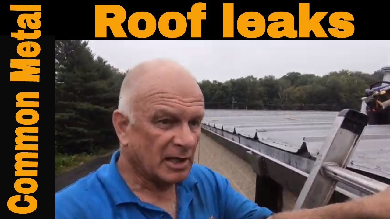 Metal Roof Leaking at gutter edge on outside wall - easy repair with hammer only