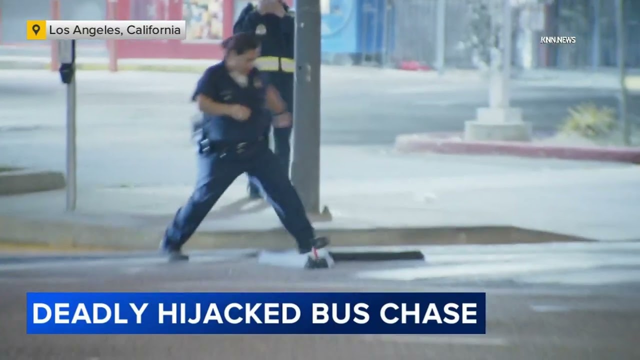 1 dead after hijacked bus speeds through Los Angeles with driver held at gunpoint