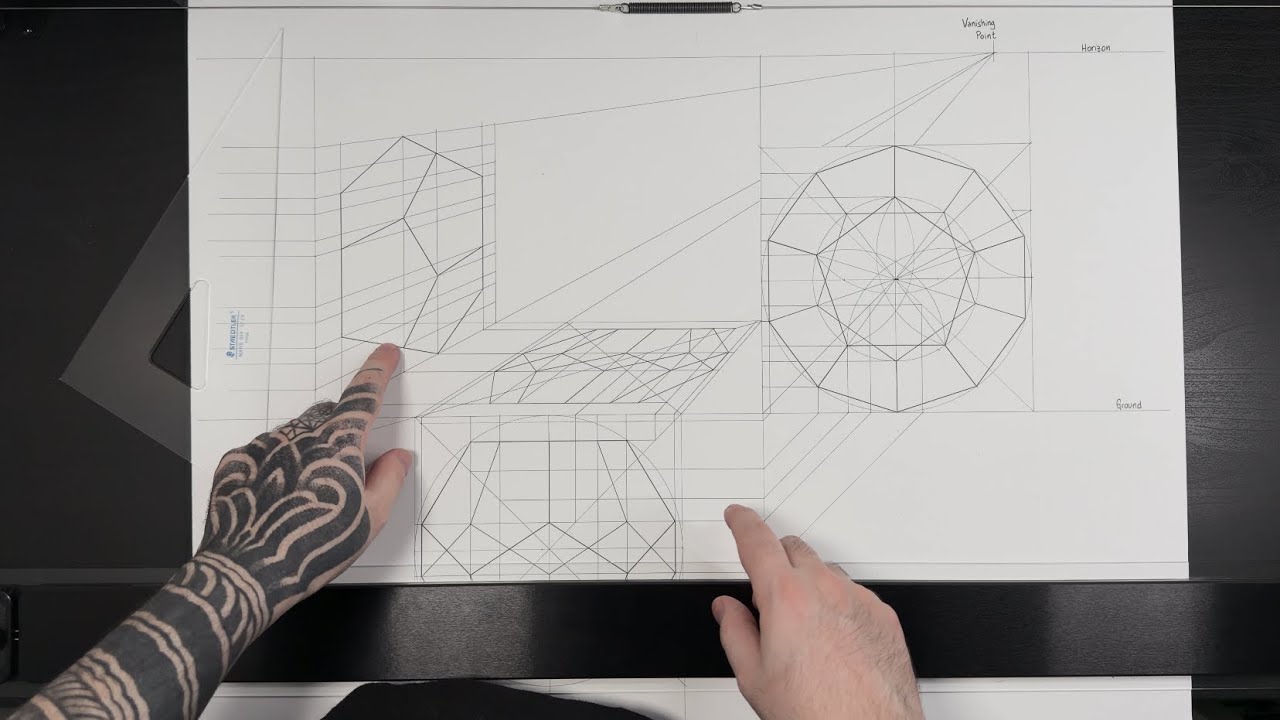 Dodecahedron one point perspective | Part 5 | Views projection