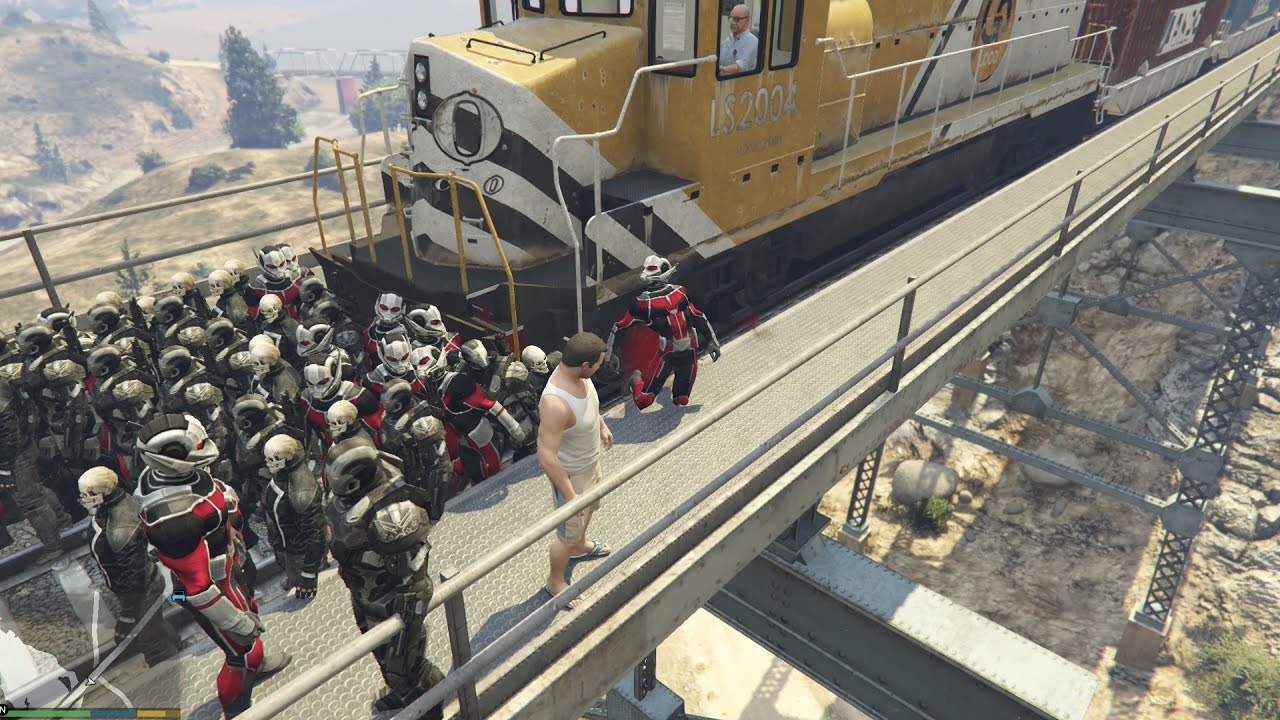 GTA 5 Mod - Thử dùng 100 người dừng xe lửa trong GTA V
