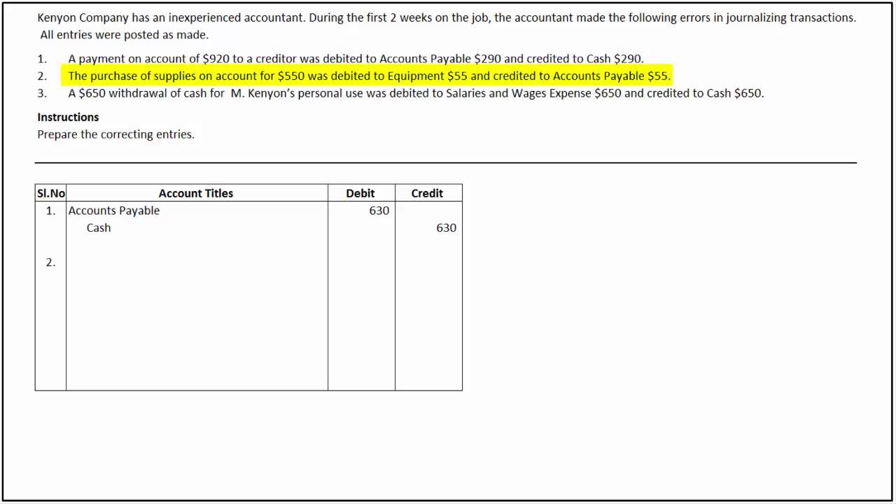 How to Prepare Correcting Entries with Wiley