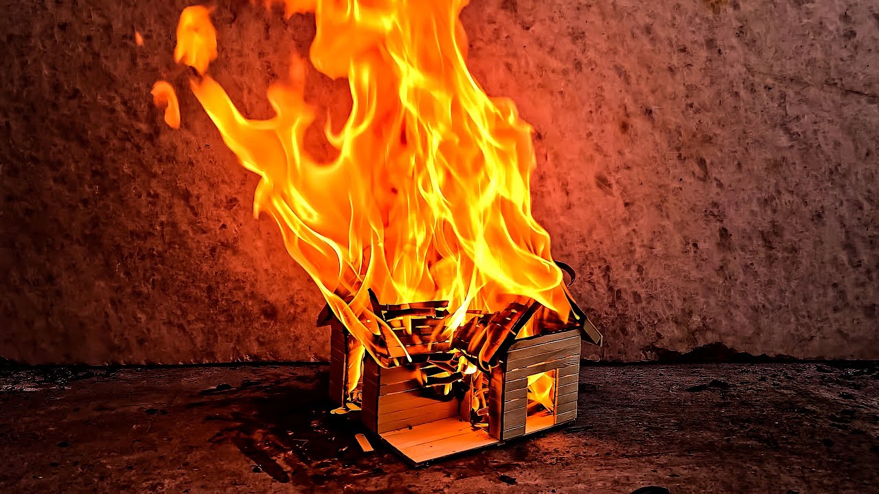 10 Hours to Build This Mini Popsicle Stick House… Burned in Just 10 Minutes – Real-Time Epic Flames
