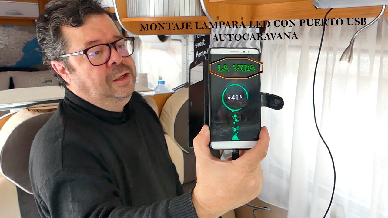 MONTAJE LAMPARA LED CON PUERTO USB AUTOCARAVANA