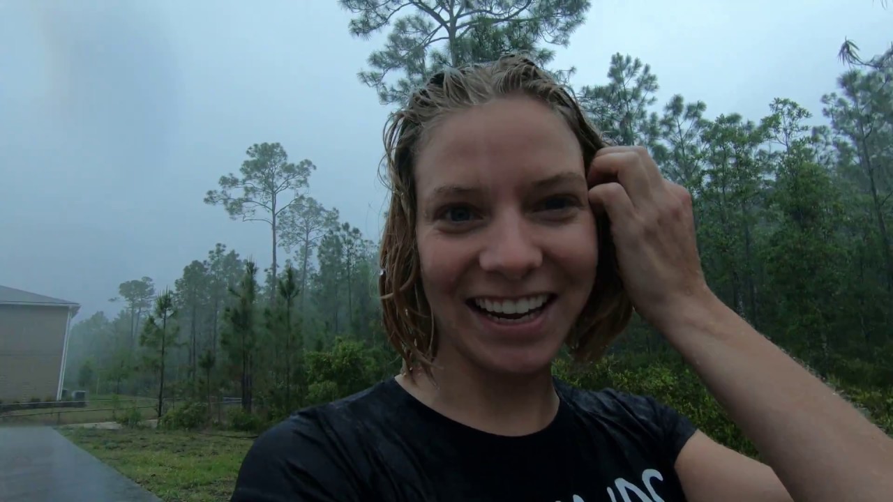 @TrinaMason in the rain & then to the hot bath tub April 10 2018 10:50am