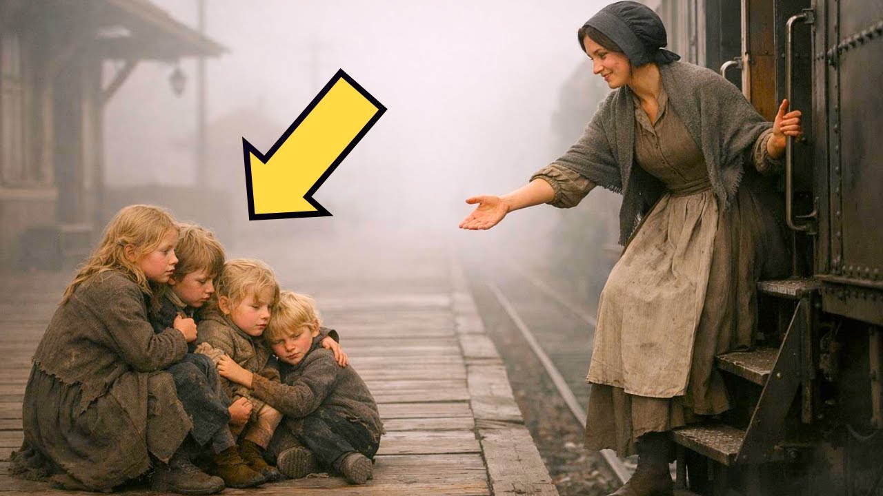 CUATRO HUÉRFANOS FUERON ABANDONADOS EN LA ESTACIÓN… HASTA QUE UNA MUJER ESTÉRIL LO CAMBIÓ TODO
