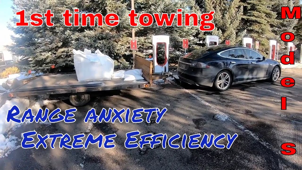 Towing a trailer with 2013 Tesla Model S. First time towing with our 200k mile Tesla Model S.