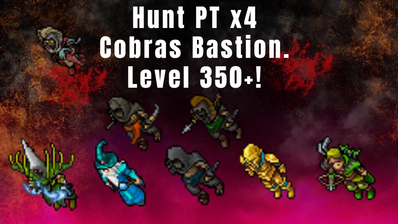 Tibia - Hunt PT x4 Cobra Bastion (lvl 350+). Volta explicada pegando todas as box!